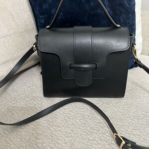 Black Geniune Leather Satchel